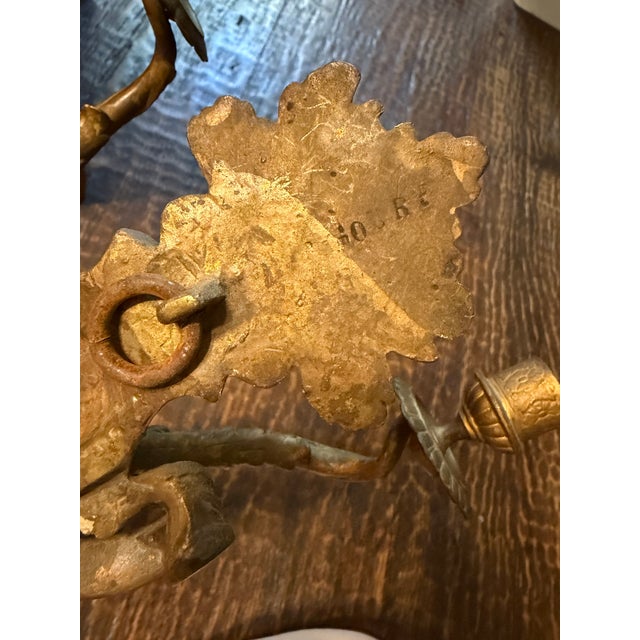 Metal Antique 19th-Century Louis XVI Style Patinated Bronze Three-Light Wall Sconce For Sale - Image 7 of 13