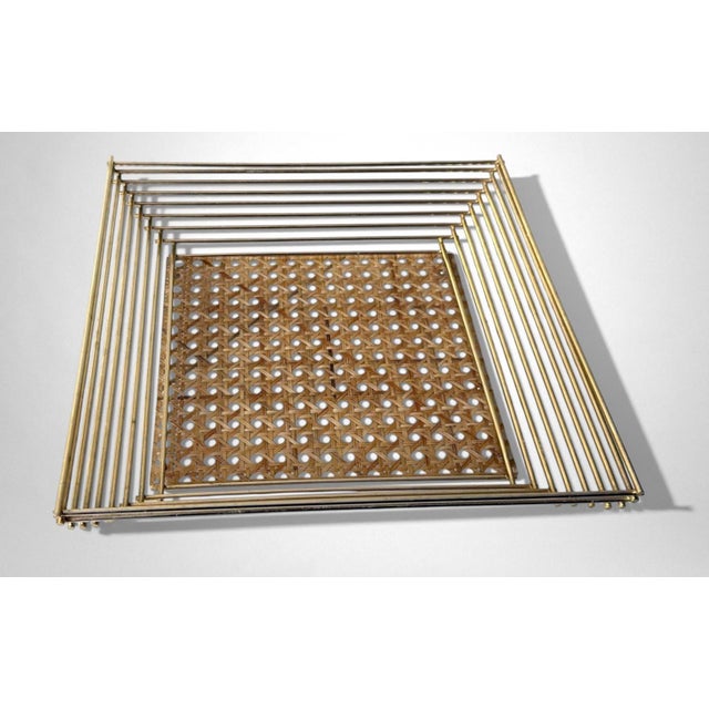 Modern Christian Dior Style Lucite and Vienna Straw Basket For Sale - Image 3 of 18