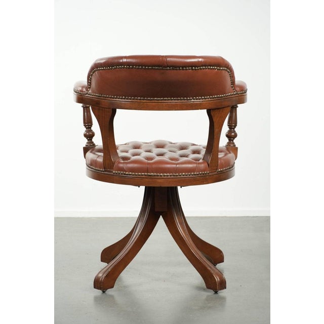 Chesterfield Office Chair in Cowhide Leather For Sale - Image 4 of 14