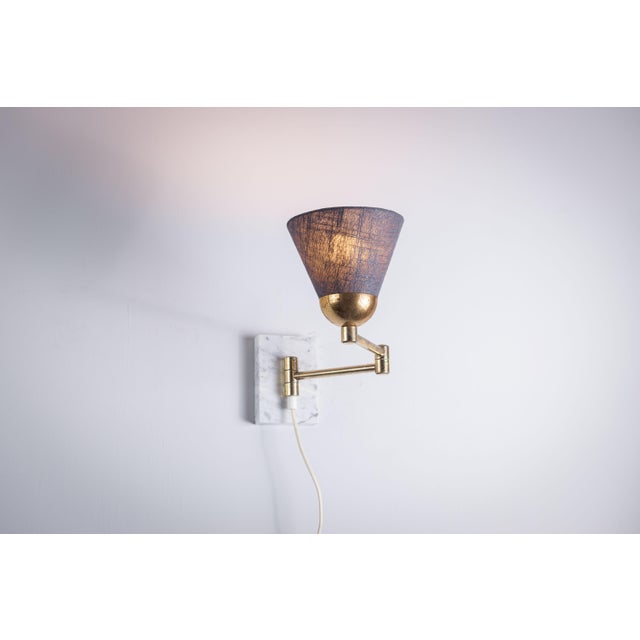 Folding Arm Wall Lamp with Marble Base For Sale - Image 4 of 9