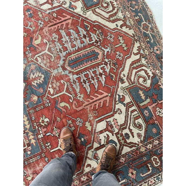 Antique Heriz-Serapi European Sized Old World Art Rug For Sale - Image 11 of 15