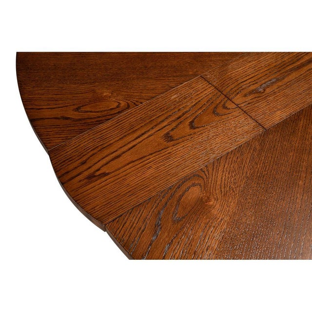 Transitional Round Dining Table, Large - Warm Brown Oak For Sale - Image 9 of 11