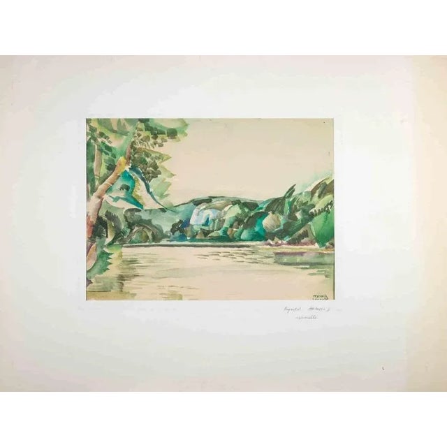 Landscape is a Watercolor realized by Reynold Arnould (Le Havre 1919 - Parigi 1980). Good condition included a white...