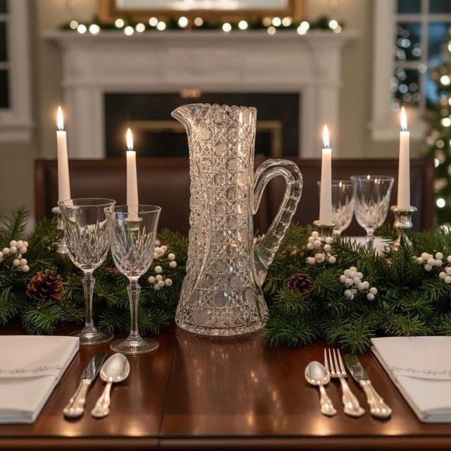 Antique American Brilliant Cut Crystal Water Pitcher-Abp-Victorian-Edwardian For Sale - Image 10 of 11