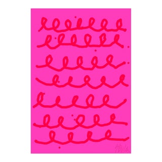 Bumpy Train Ride Red on Pink Fine Art Print 36" X 51" by Liz Roache For Sale