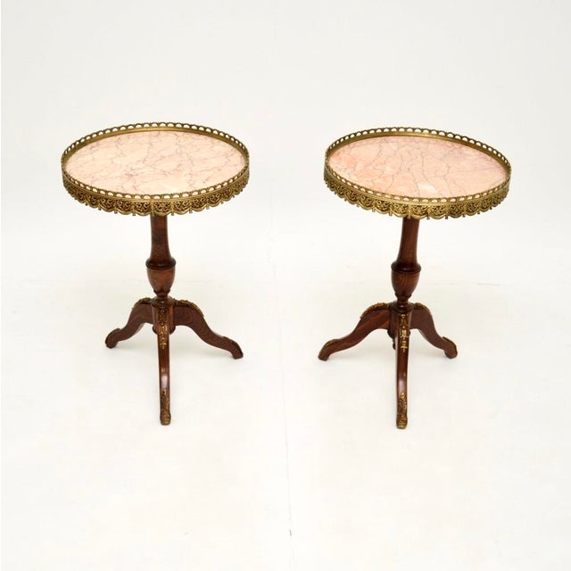 Brown French Marble Top Wine Tables, 1930s, Set of 2 For Sale - Image 8 of 8