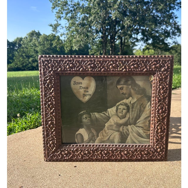 Jesus Died for Both Lithograph in Oak Leaf & Acorn Frame c.1911 For Sale - Image 13 of 14