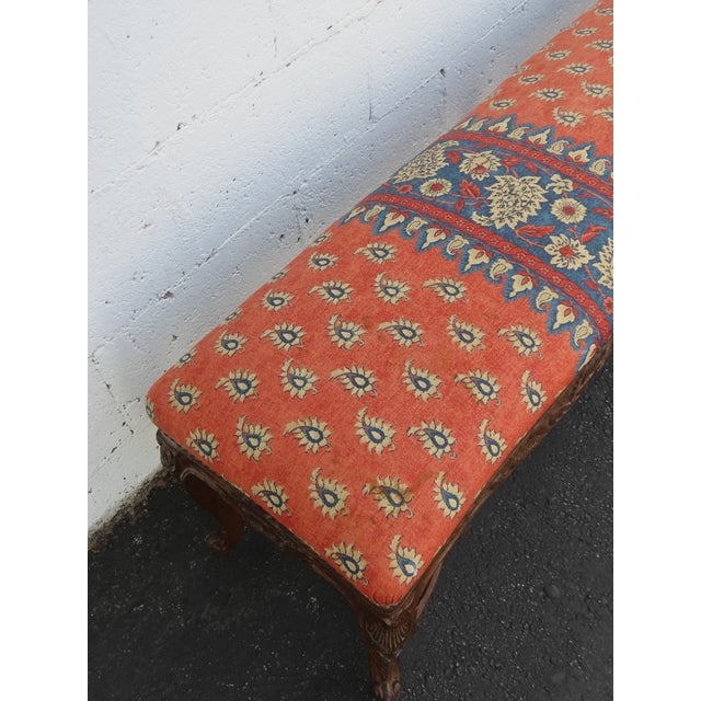 French Heavy Carved Extra Long Upholstered Bed End Hallway Bench 6923 For Sale - Image 13 of 18