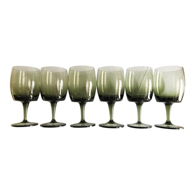 1970s Vintage Olive Green Wine Glasses Set of 6 Chairish