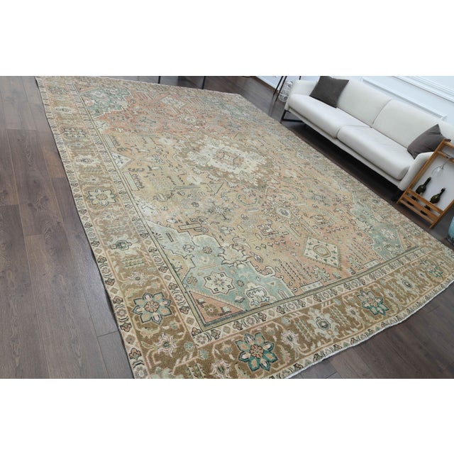 1960s Vintage Persian Handmade Wool Cotton Brown Area Rug For Sale - Image 4 of 11