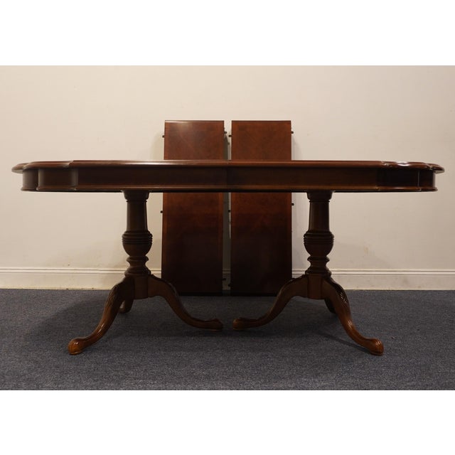 Wood Universal Furniture Cherry Contemporary Transitional 100" Double Pedestal Dining Table For Sale - Image 7 of 10