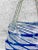 Glass Vintage Blown Art Glass Blue Stripe Handbag Purse Vase For Sale - Image 7 of 9