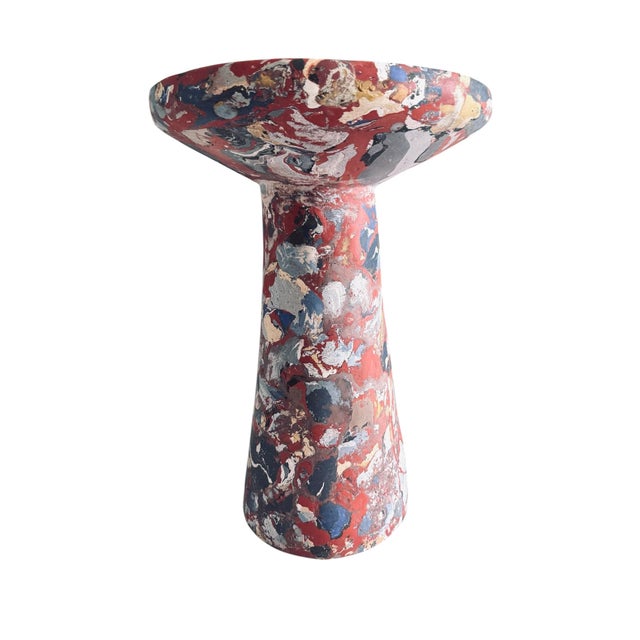 Contemporary Modern Scagliola Side Table, Antica Breccia Di Aleppo Stone Design For Sale - Image 3 of 7