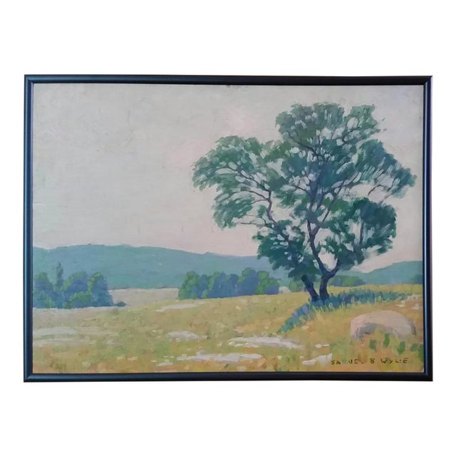 Early 20th Century Antique Signed Samuel B. Wylie Woodstock Summer Landscape Oil on Board Painting, Framed For Sale