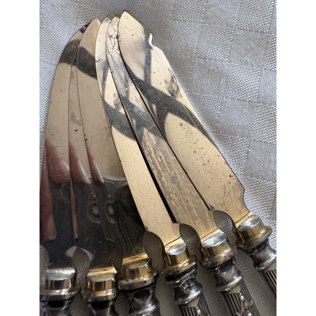 Metal Late 19th Century Sterling Silver Handled Fruit or Dessert Knives - Set of 6 For Sale - Image 7 of 13
