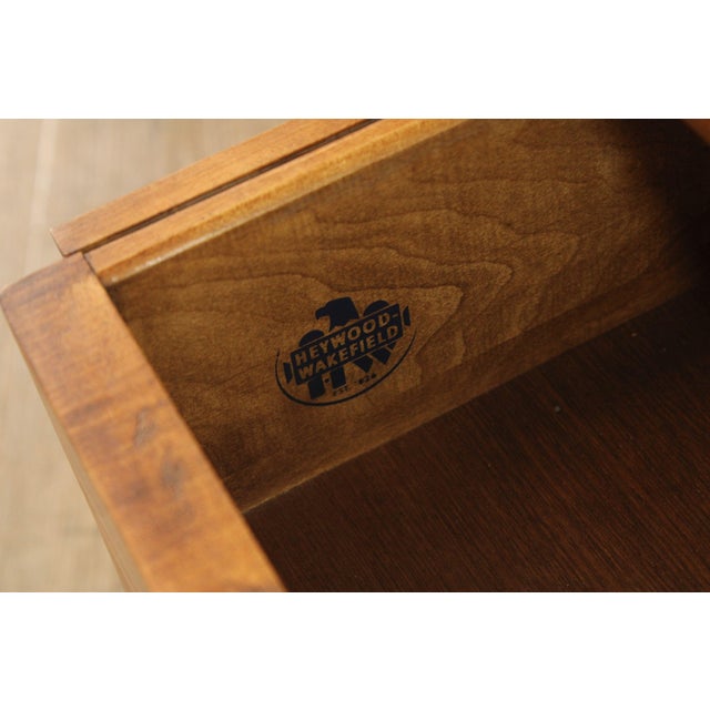 Brown Heywood Wakefield Pair of Maple Windsor Writing Chairs For Sale - Image 8 of 12