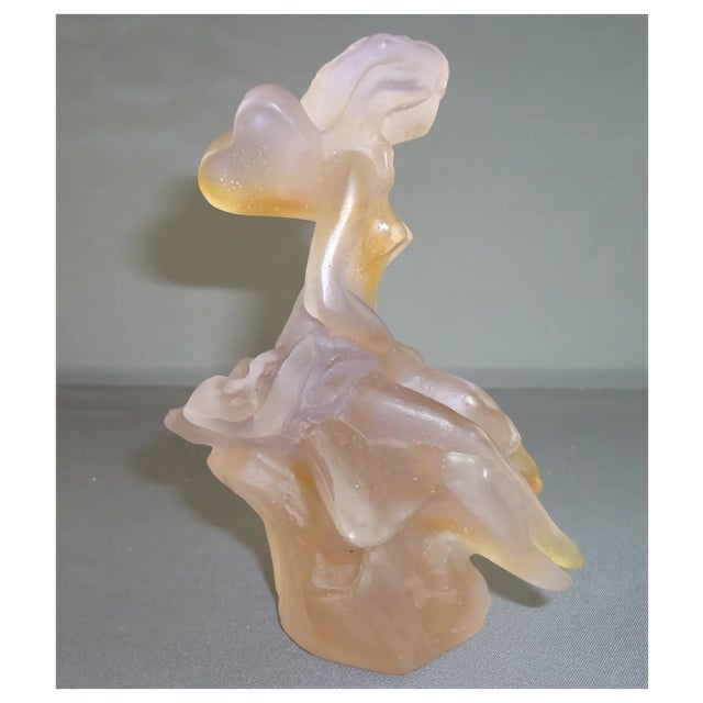 Daum Nancy Daum France “Fée Iris” Pâte De Verre Crystal Fairy Sculpture, Signed Art Glass Figurine For Sale - Image 4 of 8