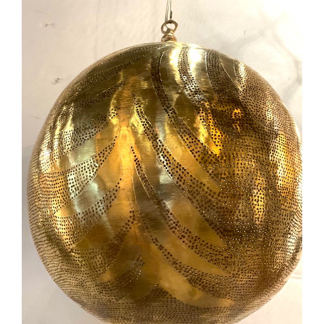 Medium Modern Brass Pierced Metal Pendant Light For Sale In Atlanta - Image 6 of 6