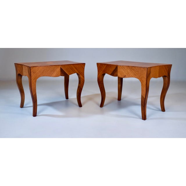 Italian Parquetry Inlaid Olive Burl Wood Side Tables Louis XV Style For Sale In Philadelphia - Image 6 of 13