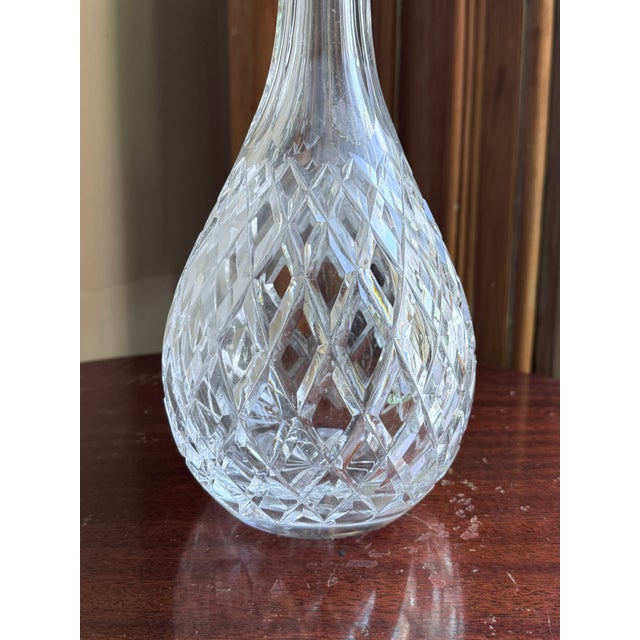 Glass Mid 20th Century Mid Century Modern Cut Crystal Decanter Diamond Quilted Body With Sunburst Ball Stopper For Sale - Image 7 of 10