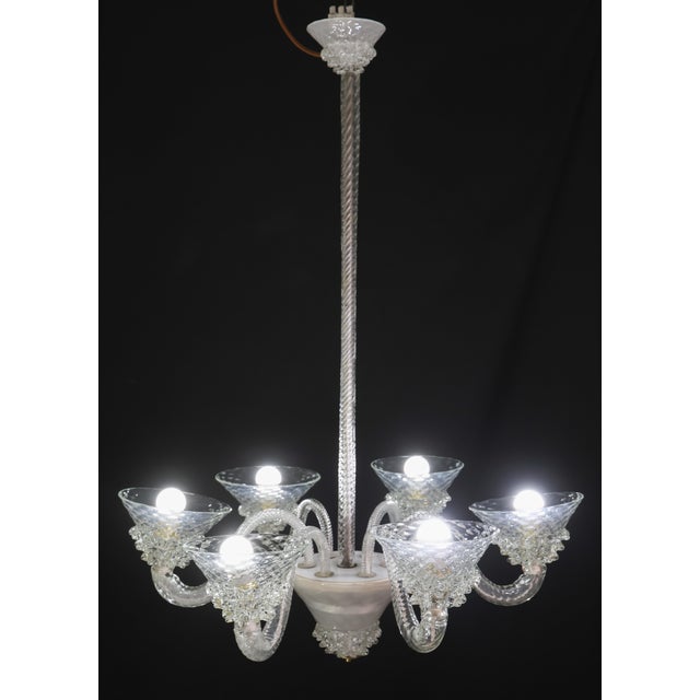 1950s 6 Light Rostrato Murano Glass Chandelier by Barovier & Toso For Sale - Image 13 of 15