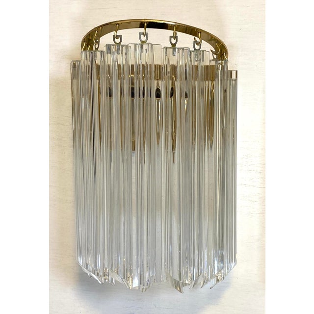 Set of Four Venini Murano Glass and Brass Wall Sconces, Mid-Century Modern For Sale In Miami - Image 6 of 8