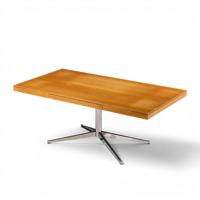Florence Knoll Mid Century Walnut and Chrome Partner Desk For Sale - Image 9 of 10