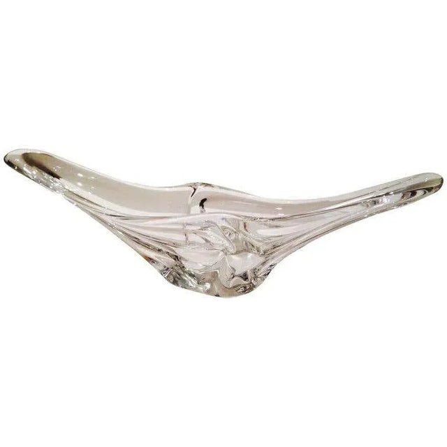 Mid-Century Modern Sculptural Curvilinear Art Glass Fruit Bowl by Daum France For Sale - Image 3 of 11