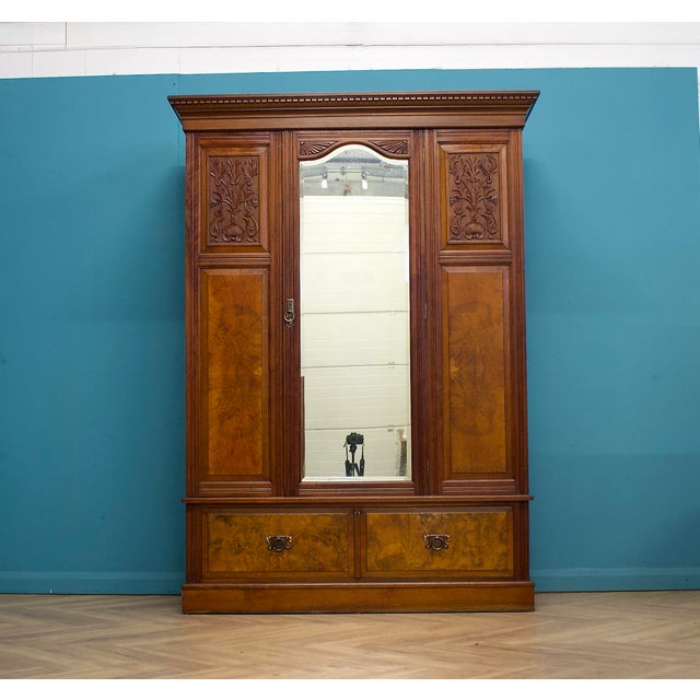 Antique Victorian Walnut Wardrobe or Hall Cupboard, 1890s For Sale - Image 18 of 18