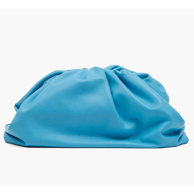 2019 Bottega Veneta Pouch Oversized Large Turquoise Blue Calfskin Leather For Sale - Image 15 of 16
