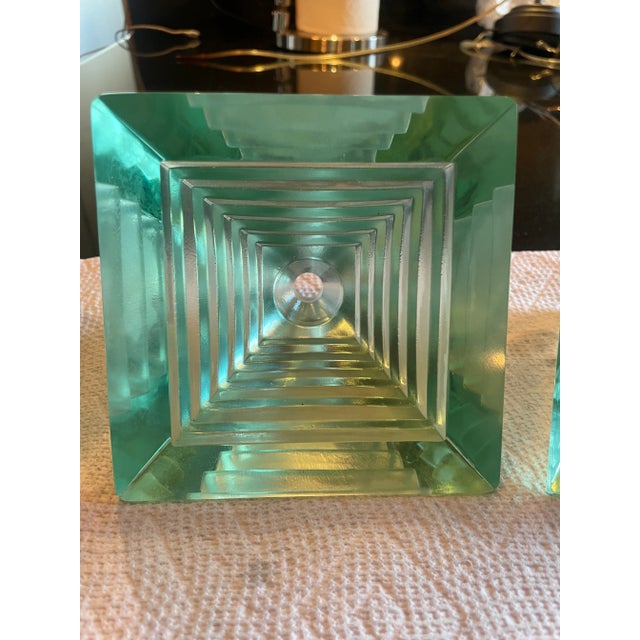 Set of 3 Italian Green Pyramid Hanging Light Shades For Sale In New York - Image 6 of 10