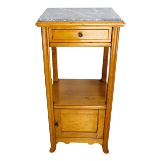French Art Nouveau High Side Table in Ash and Marble, 1920 For Sale