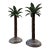 Vintage Palm Tree Candle Holder Pair | Antiqued Metal & Green Patina | Hollywood Regency Style For Sale