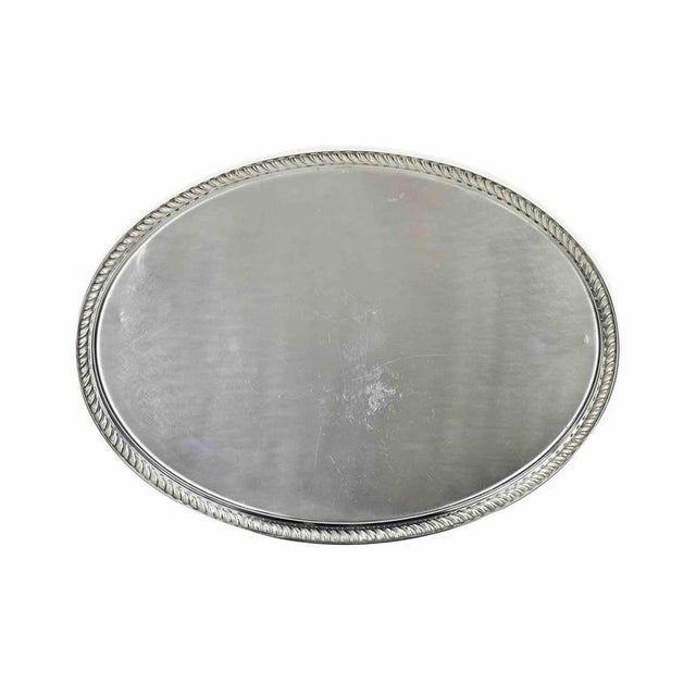Vintage Silver Plated Serving Plate with Engraved Decorations, 1960s For Sale - Image 4 of 5
