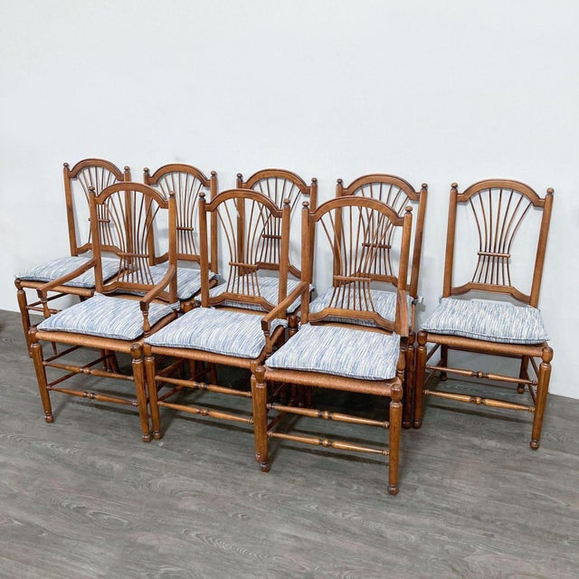 Ethan Allen Wheat Back Dining Chairs Set of 8 Chairish