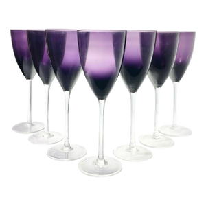 Vintage Deep Purple Amethyst Tall 7 Wine or Water All Purpose Glasses