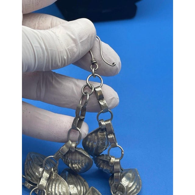 Silver Antique Turkmen Yemeni Silver Leaf Double Chain Necklace For Sale - Image 8 of 12