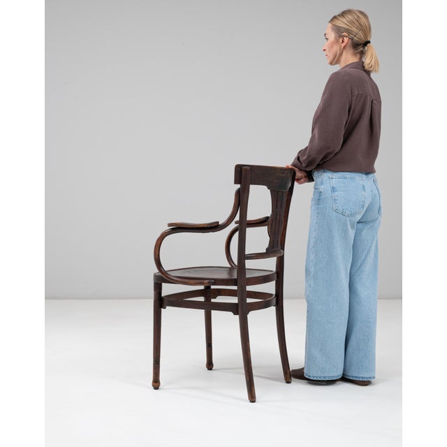 20th Century Austrian Bentwood Armchair With Lyre Back Detail For Sale - Image 4 of 18