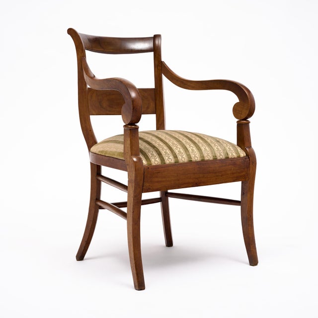 French Pair of French Restoration Solid Walnut Armchairs, Rhône Valley, Circa 1820 For Sale - Image 3 of 9