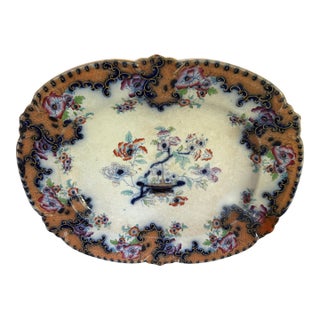 Large Mid 19th Century Unmarked Polychrome Platter For Sale