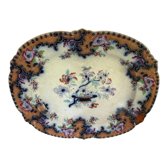 Large Mid 19th Century Unmarked Polychrome Platter For Sale