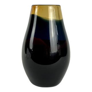 1970s Hand Blown Multi Layered Color Glass Vase For Sale