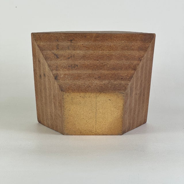 Vintage Original Geometric Wood Sculpture in Faceted Polyhedron Diamond/Pyramid Shape For Sale - Image 9 of 9