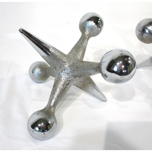 Bill Curry & Design Line Bill Curry Chromed Jack Bookends Paper Weight Sculptures For Sale - Image 4 of 7