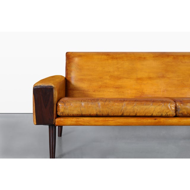 Chocolate Mid-Century Modern Brazilian Rosewood and Leather Sofa, 1960s For Sale - Image 8 of 13