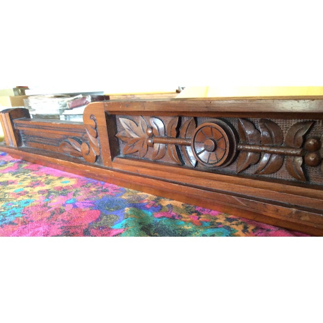 Art Nouveau Architectural Salvaged Antique Wooden Lintel For Sale - Image 3 of 8