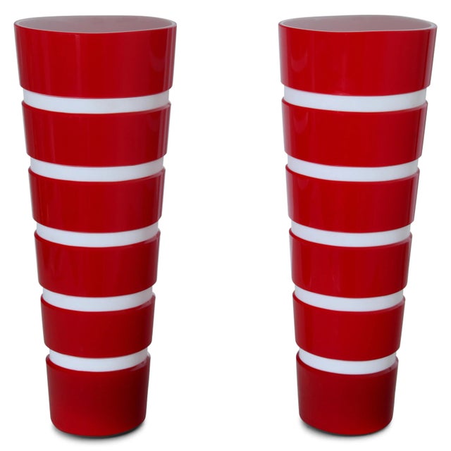 Vintage Red and White Glass Vase For Sale - Image 6 of 6