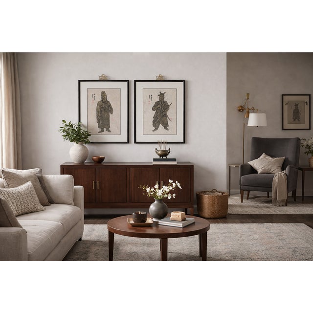 Chinese Mid-20th Century Chinese Rubbings – Astronomer & Warrior, After Han Dynasty, a Pair For Sale - Image 3 of 13