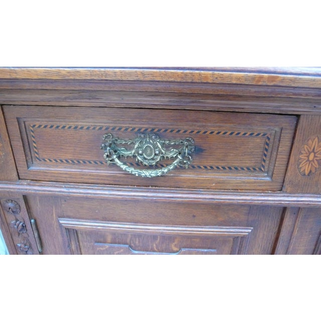 Sideboard Chiffonier with Mirror Top and Rounded Faceted Leaded Glass Doors, Germany, 1890s For Sale - Image 12 of 16