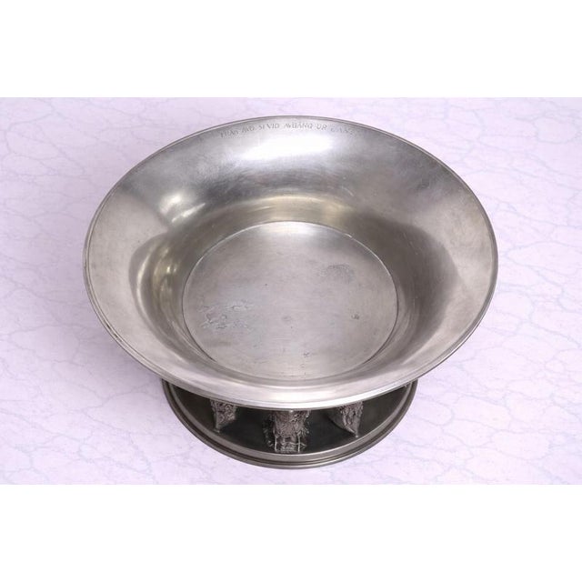 1930s Art Deco Pewter Centerpiece Bowl with Eagle Motif from Ystad Tenn, Sweden, 1930s For Sale - Image 5 of 8